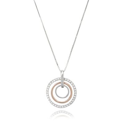 Designer sterling silver concentric rings necklace